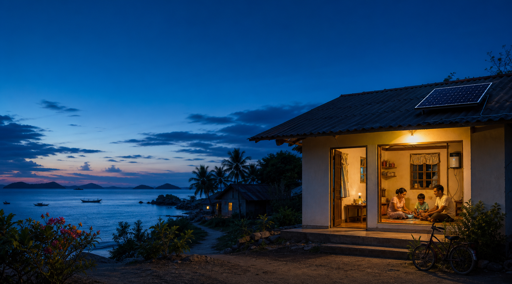A coastal family home powered by a simple solar lighting system